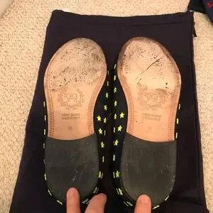 Del Toto mens shoes navy with lime applied stars size 10 star name removed $550 Novesta Star Master - 27 Navy 003 Transparent | Faherty Brand main image 3